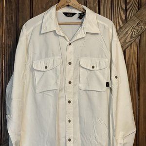 Vintage 1990s LL Bean Outdoors Men's Supplex Ivory Button-Up Vented Shirt Size L